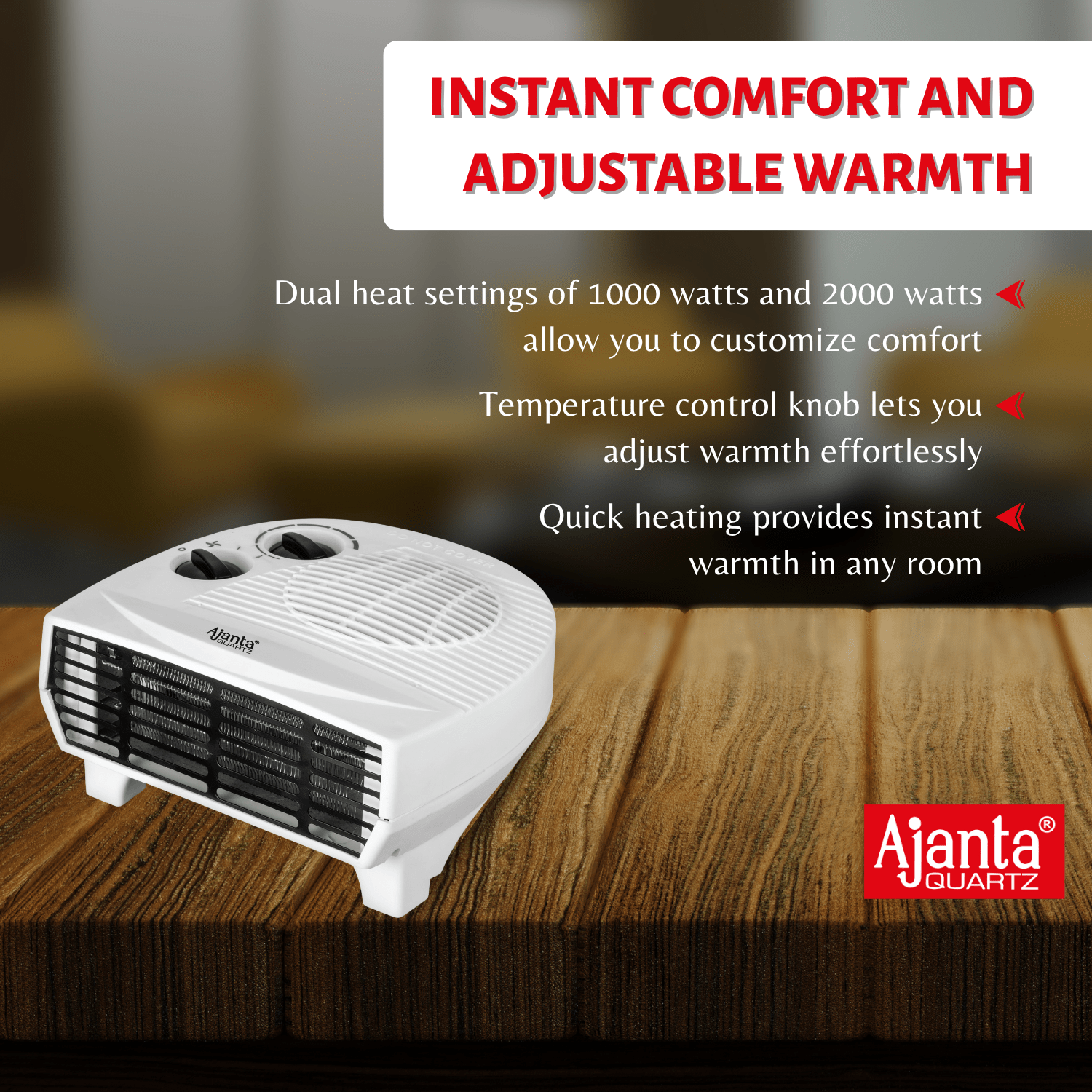 Ajanta Quartz Fan Heater for Room – Powerful 2000W Heating with Safety Grill - Image 7
