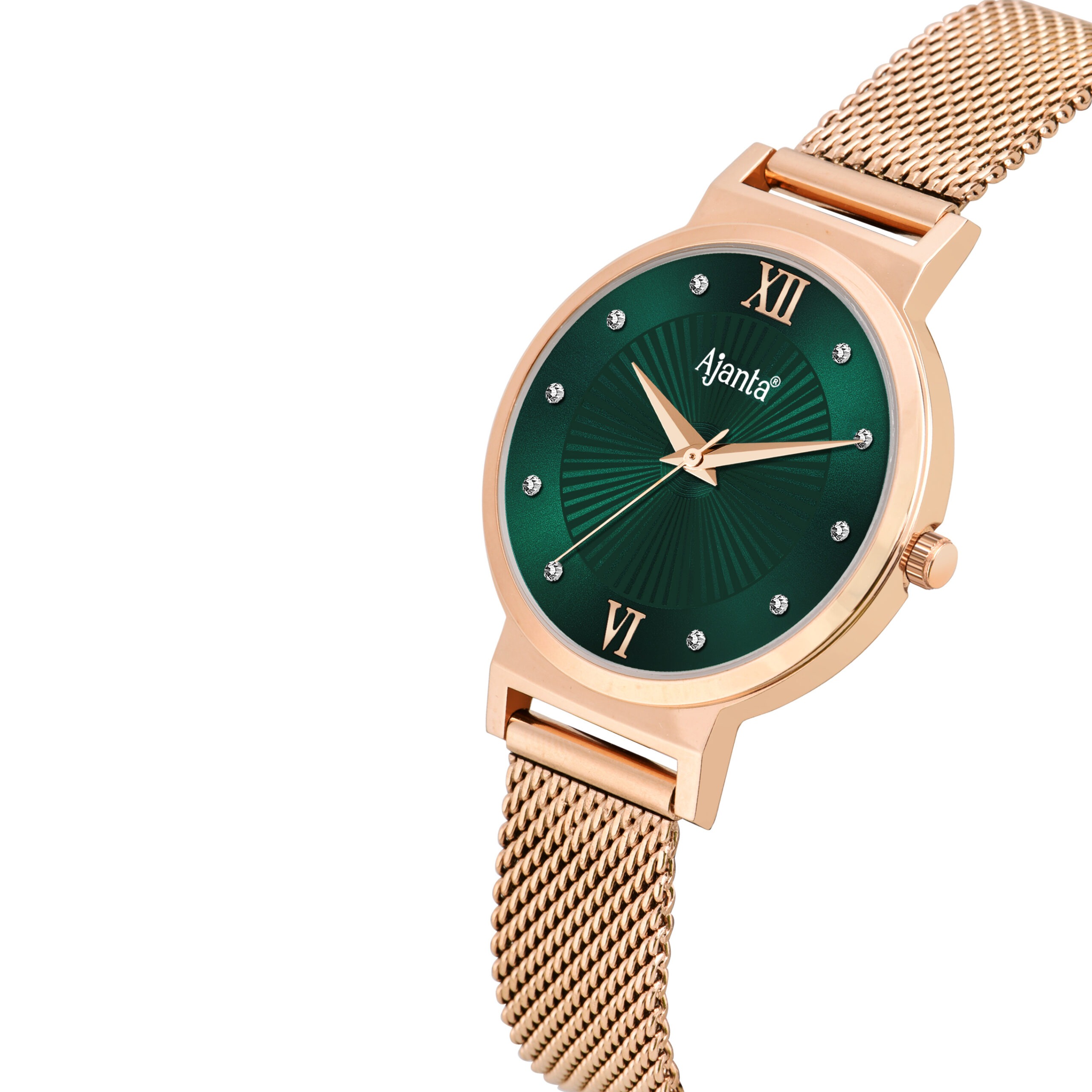 Ajanta Women's Green Dial Stainless Steel Strap Watch | AWC117ESL/5 - Image 4