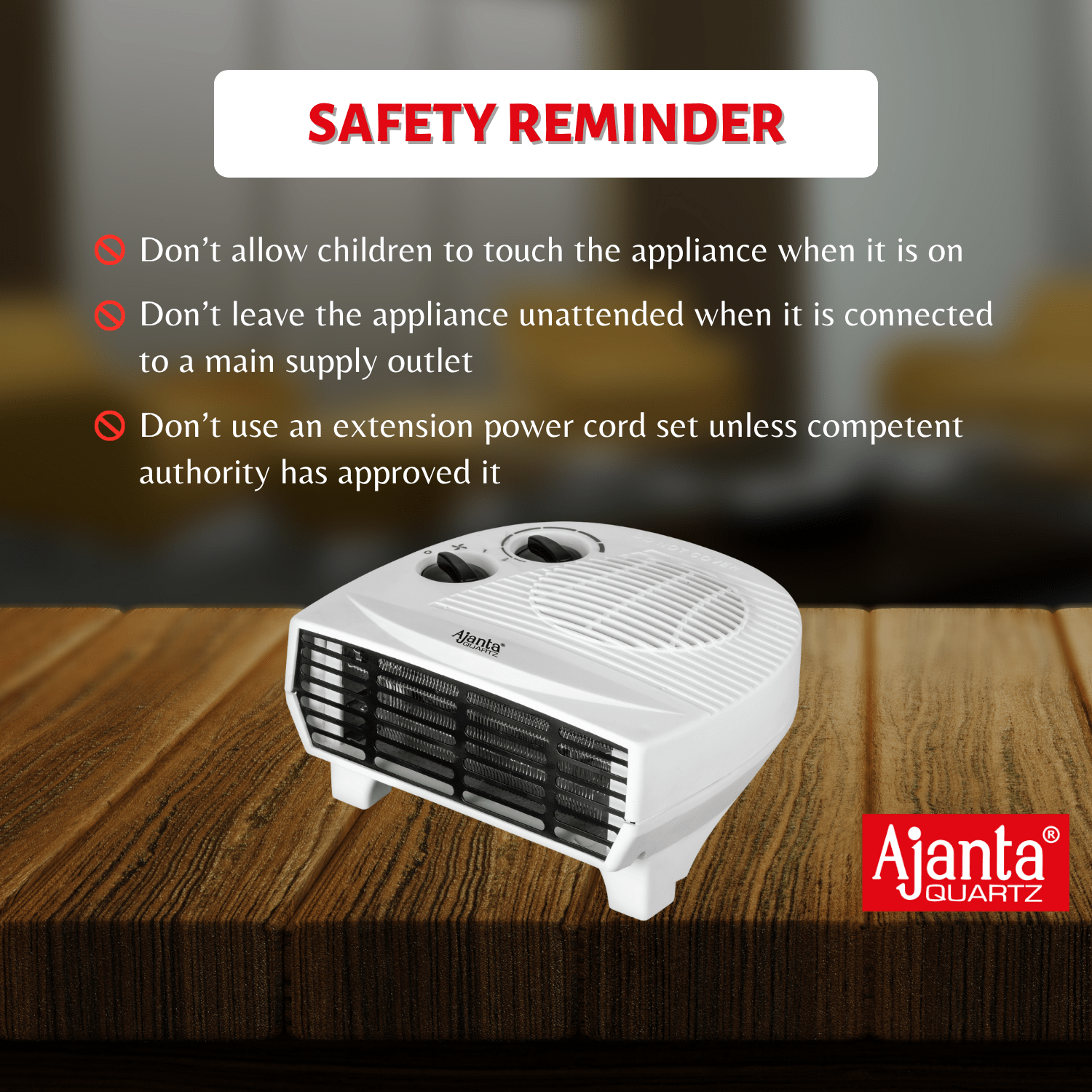 Ajanta Quartz Fan Heater for Room – Powerful 2000W Heating with Safety Grill - Image 4