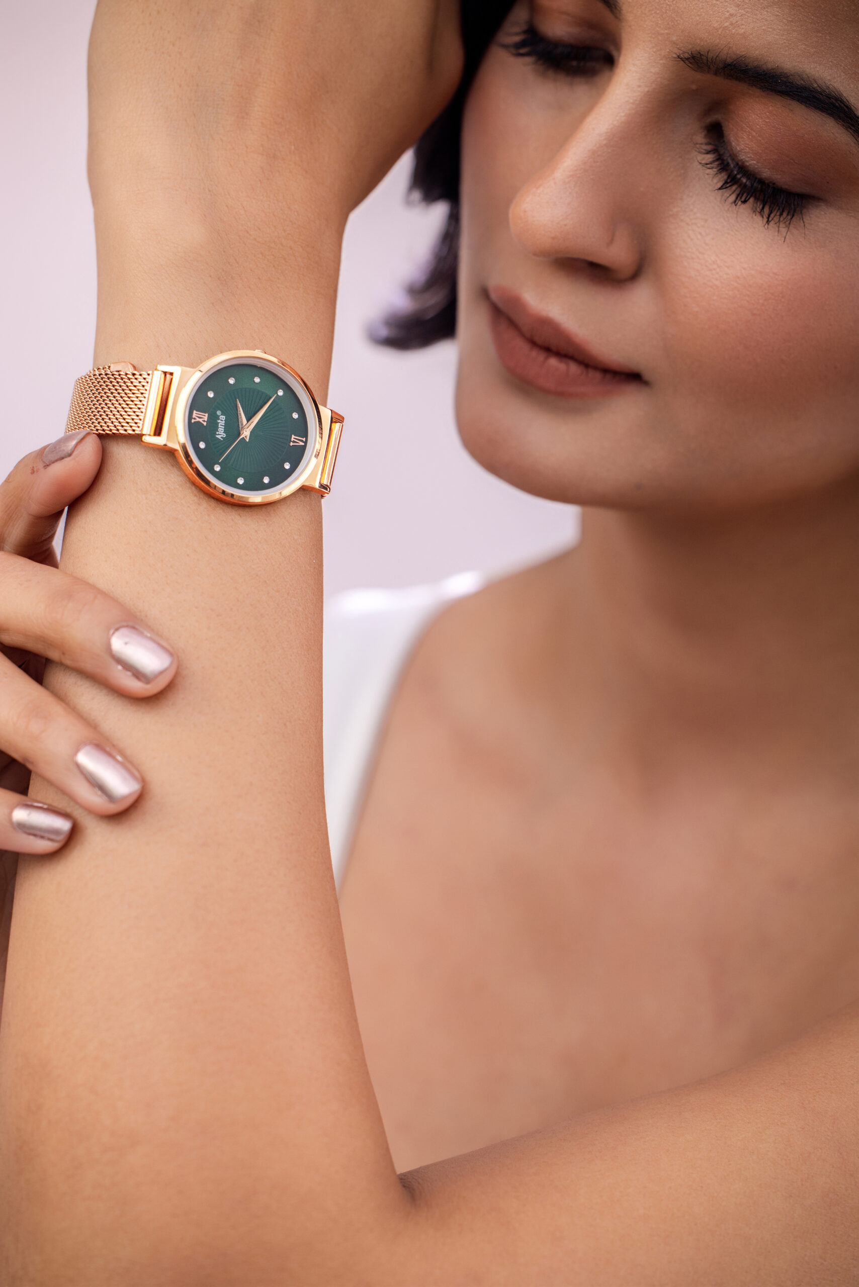 Ajanta Women's Green Dial Stainless Steel Strap Watch | AWC117ESL/5