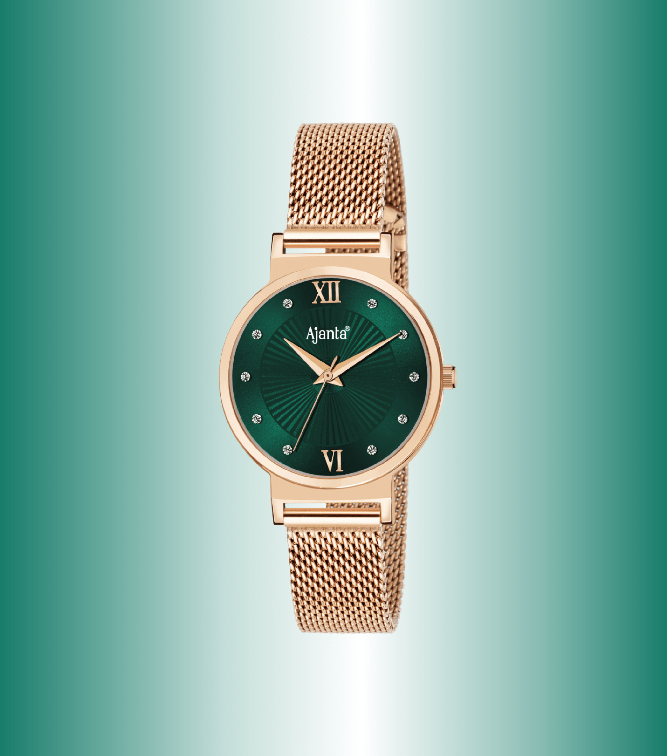 Ajanta Women's Green Dial Stainless Steel Strap Watch | AWC117ESL/5 - Image 2