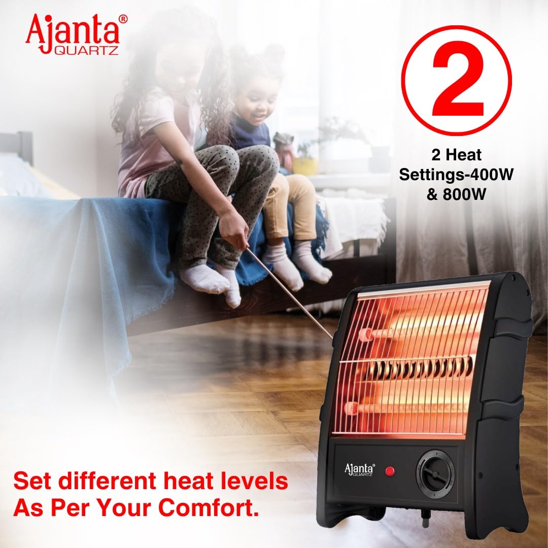 Ajanta Quartz 800W Electric Room Heater | Fast Heating with Dual Heat Settings - Image 3