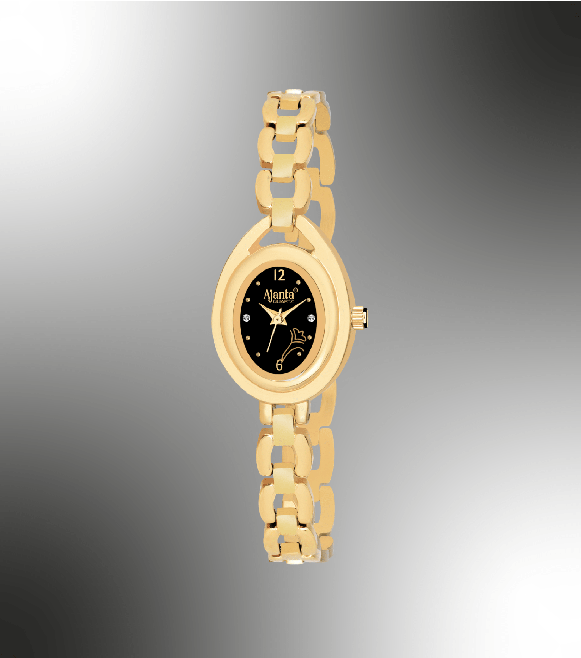 Ajanta Black Dial Strap Watch | AWC409-1