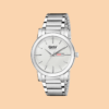 Ajanta White Dial Strap Watch | AWC502-6ISG/SS/SS