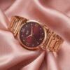 Ajanta Quartz Elegant Rose Gold Watch with Maroon Dial| AWC119ESL/7