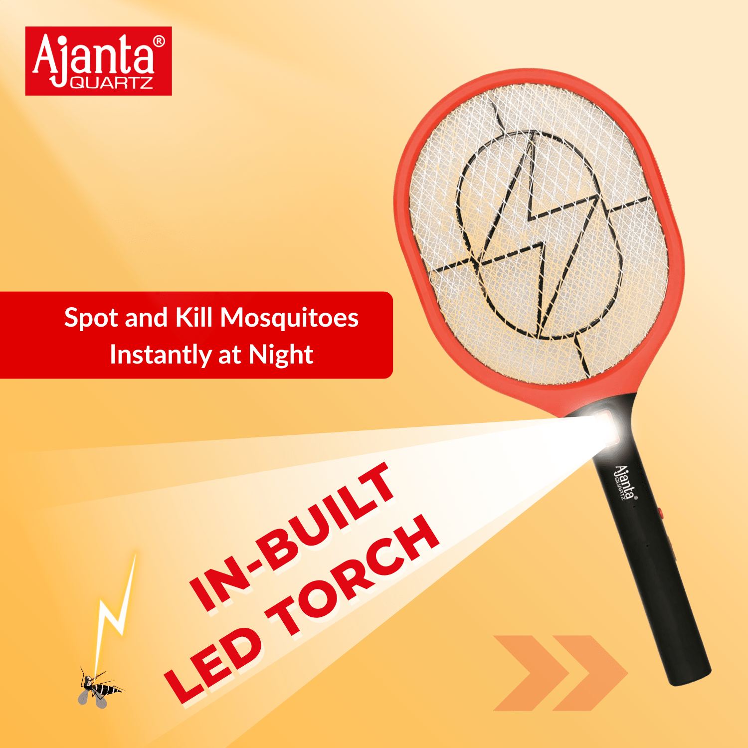 Ajanta Quartz Mosquito Killer Racket – High Voltage Electric Fly & Mosquito Zapper - Image 4