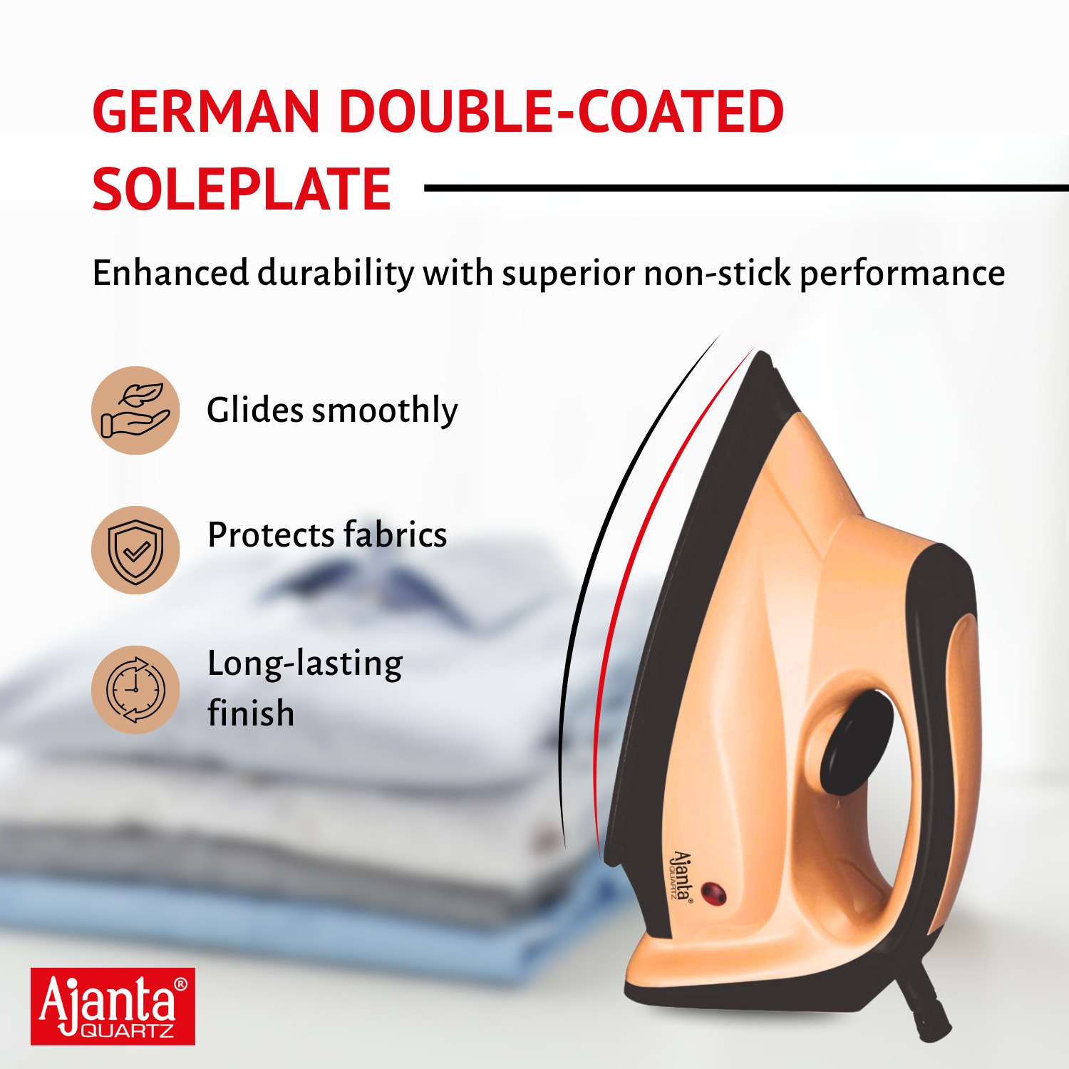 Ajanta MaxGlide Dry Iron with Adjustable Temperature & Comfortable Grip (1000 Watt) - Image 5