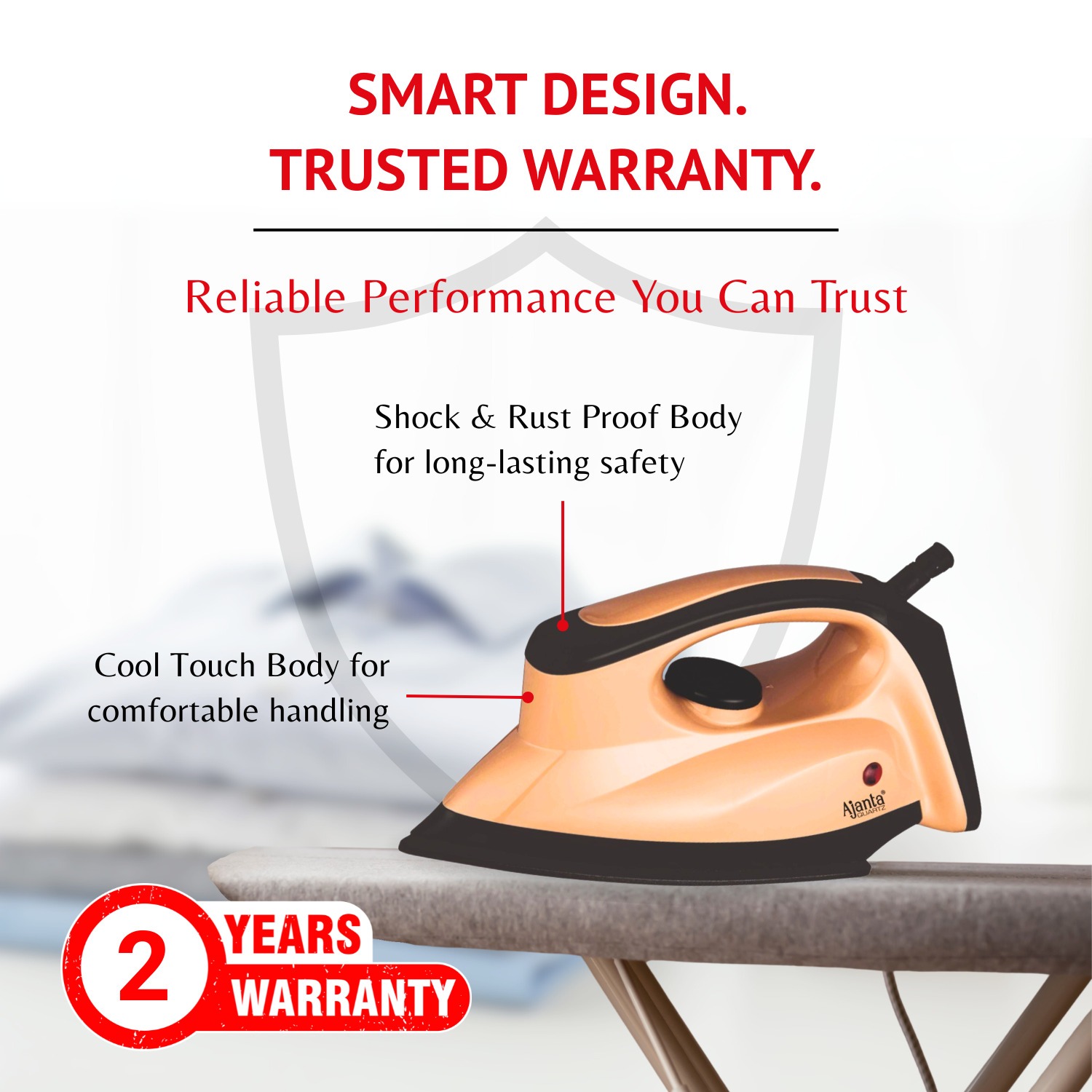 Ajanta MaxGlide Dry Iron with Adjustable Temperature & Comfortable Grip (1000 Watt) - Image 6