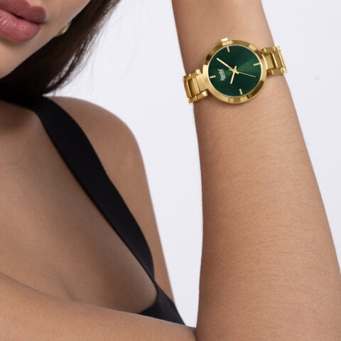 Ajanta Quartz Gold Analog Women’s Watch – Elegant Green Dial Ladies Stainless Steel Strap| AWC043MSL/7 (Green)