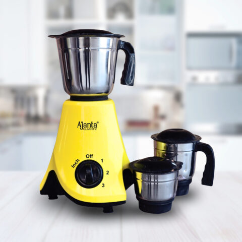 Ajanta Quartz Promixx Mixer Grinder with 3 Stainless Steel Jars, Powerful Motor & Multi-Speed Control for Everyday Kitchen Use 750W